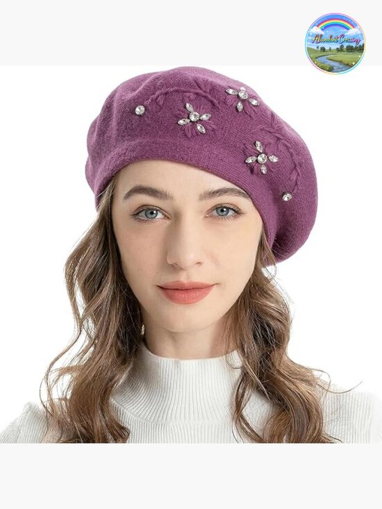Women\'s Reversible Beret Hat, Soft Warm Winter Beanie